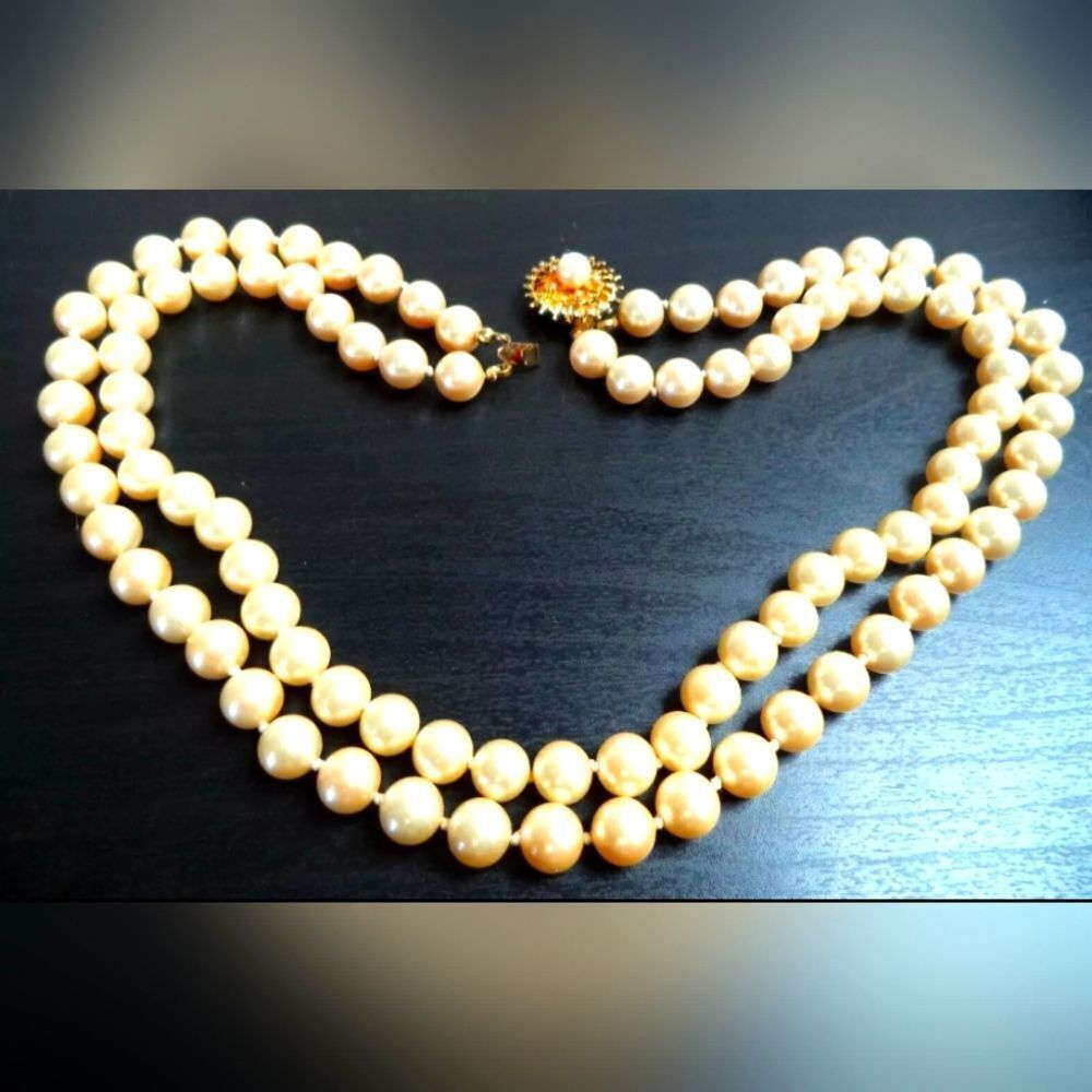 VINTAGE ESTATE SIGNED DANECRAFT STERLING IND KNOT GLASS PEARL 16" NECKLACE EUC